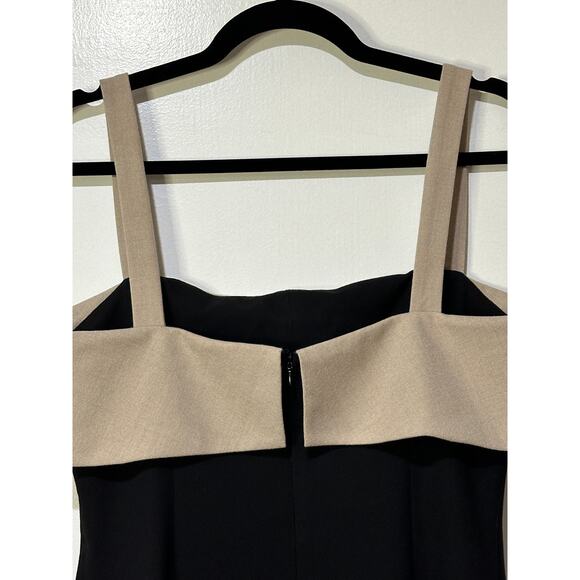 Rue Sophie Aurelia Colorblock Midi Dress Taupe Black Size Medium NWT Chic Dressy - Picture 12 of 16